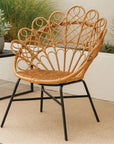 Savana Peacock Natural Rattan Chair – Metal Frame