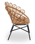 Savana Peacock Natural Rattan Chair – Metal Frame