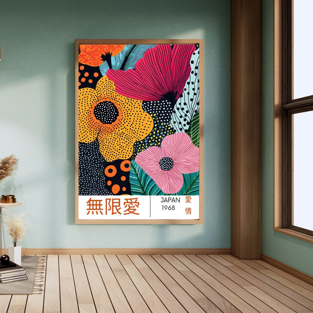 Japanese Flowers Bright Art Print - INSIDE HOUSE