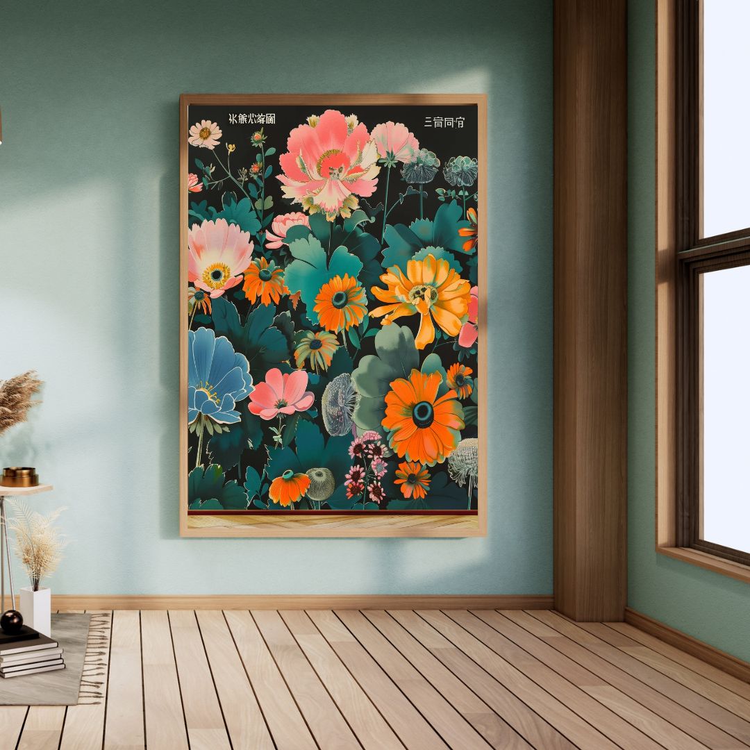 Japanese Black Flower Art Print - INSIDE HOUSE