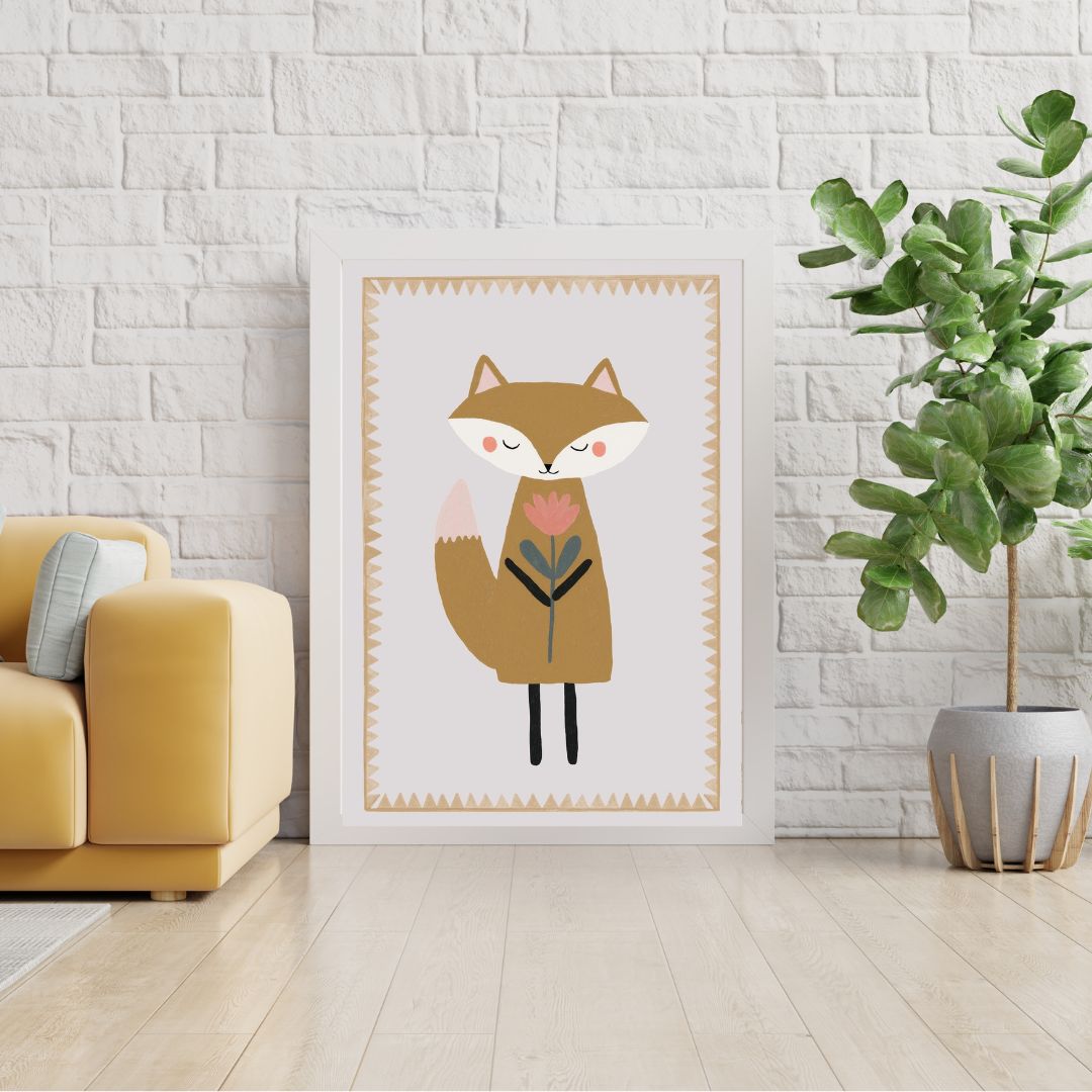 Fox, Flower Nursery Art Print