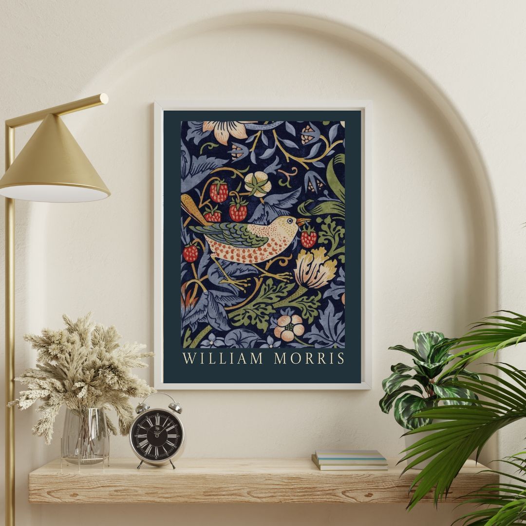 William Morris Navy Birds Art Print
