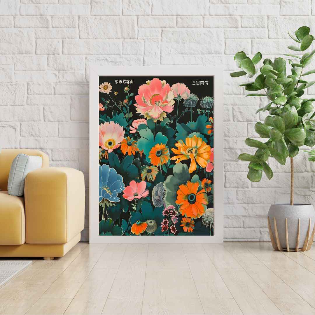 Japanese Black Flower Art Print - INSIDE HOUSE
