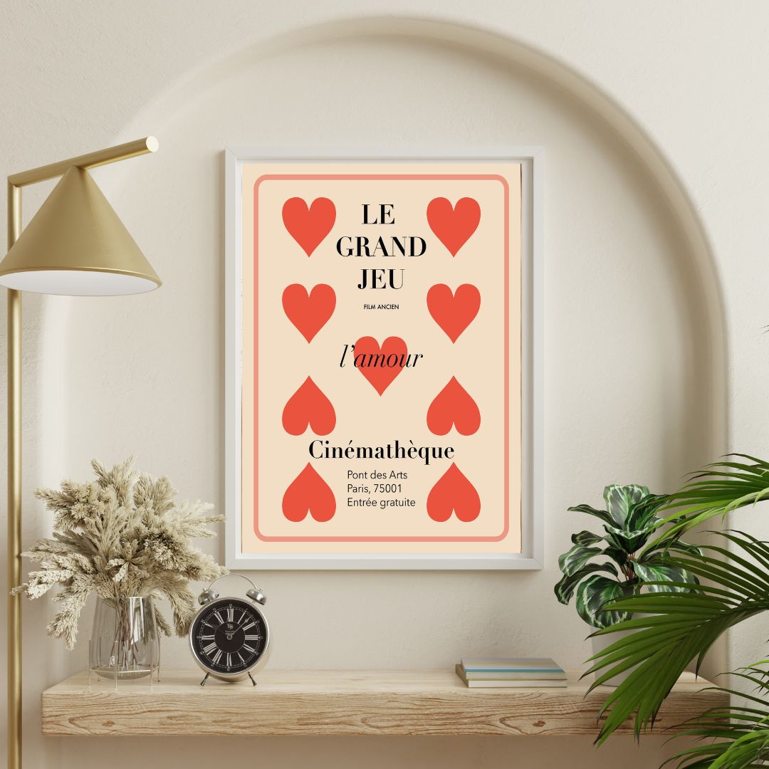 Vintage French Film Love Heart Art Print