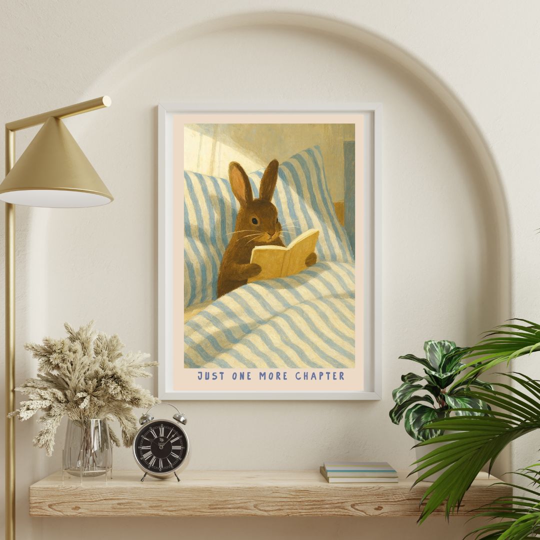 Just One More Chapter Bunny Rabbit Book Art Print