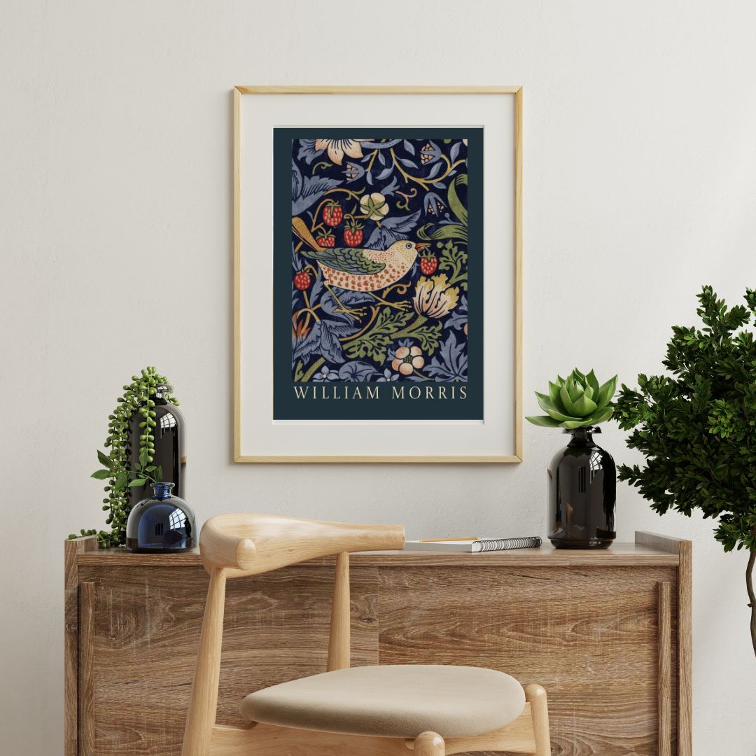 William Morris Navy Birds Art Print