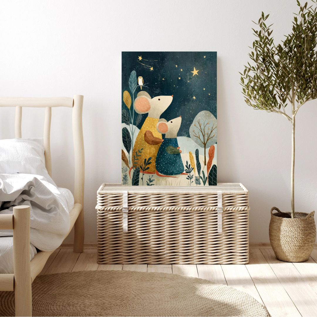 Night Sky Mouse Nursery Art Print - INSIDE HOUSE