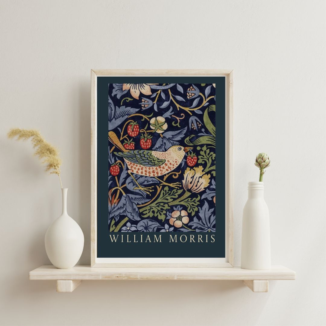 William Morris Navy Birds Art Print