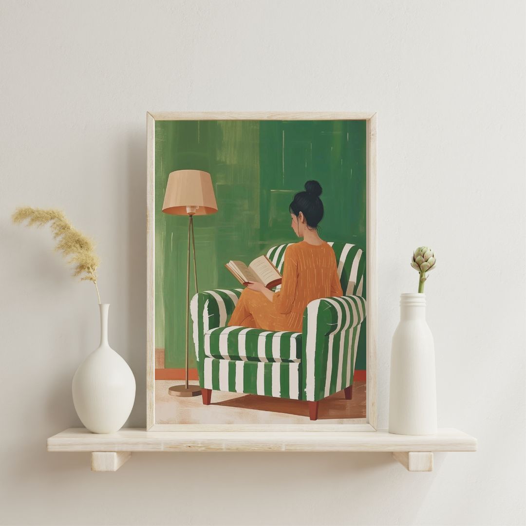 Book Reader Female Portrait Art Print