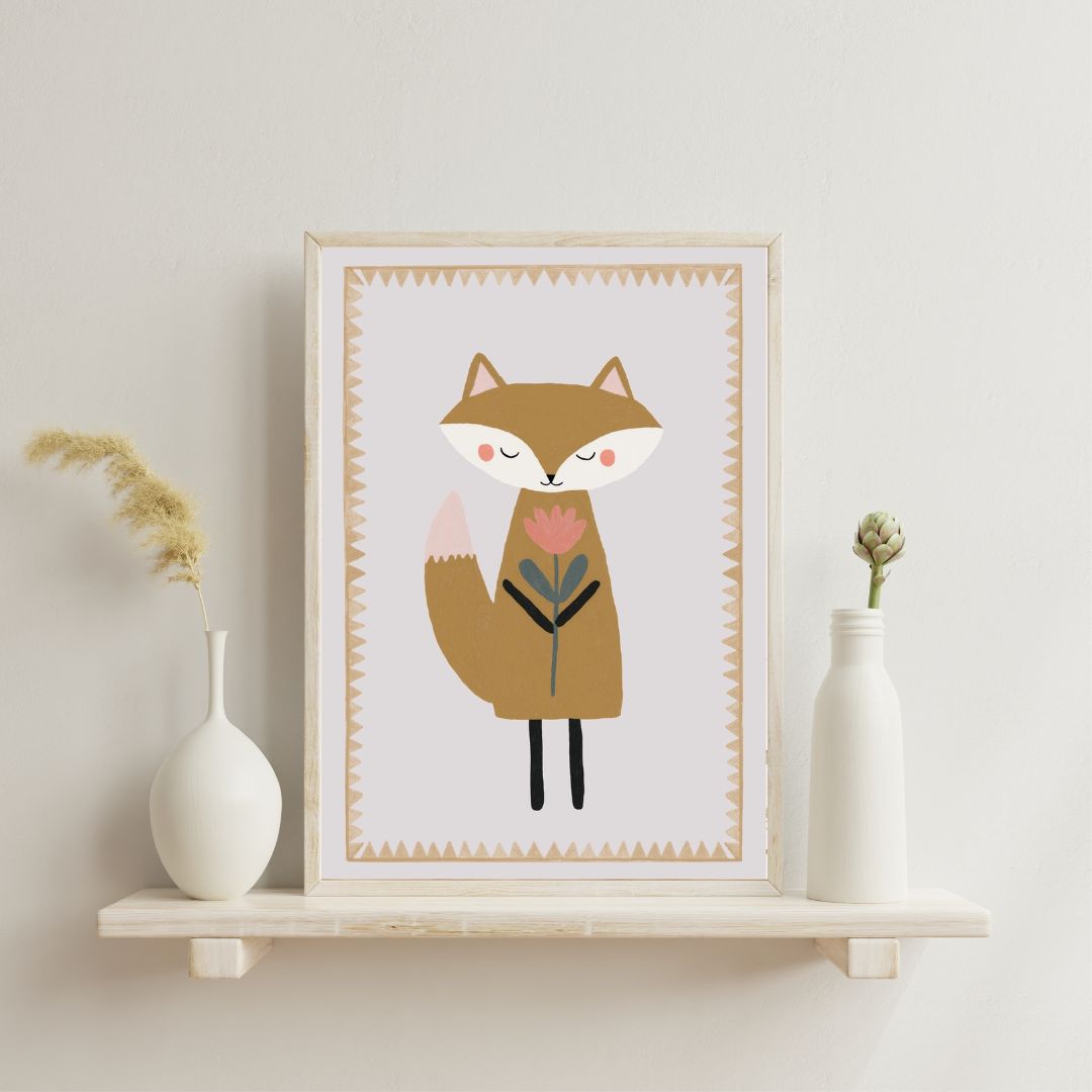 Fox, Flower Nursery Art Print