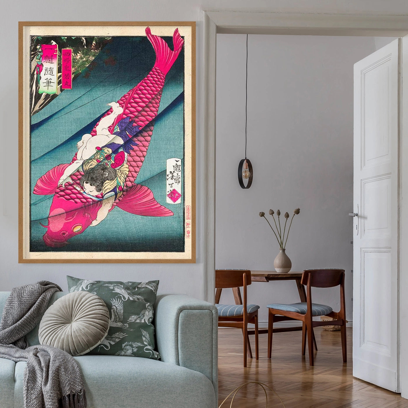 Pink Carp Fish By Tsukioka Yoshitoshi Print - INSIDE HOUSE