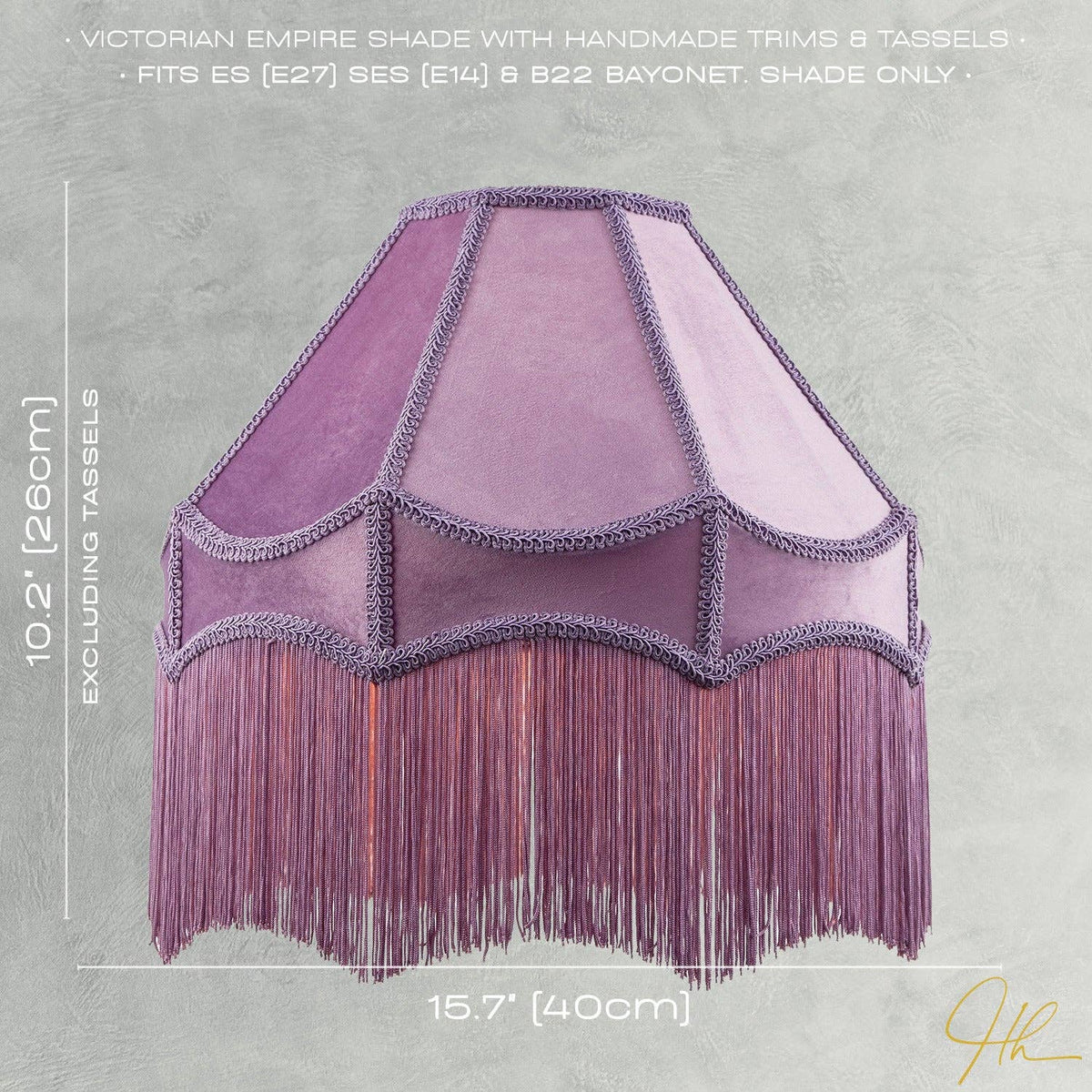 Traditional Victorian Empire 40cm Lamp Shade in Lilac with Tassels