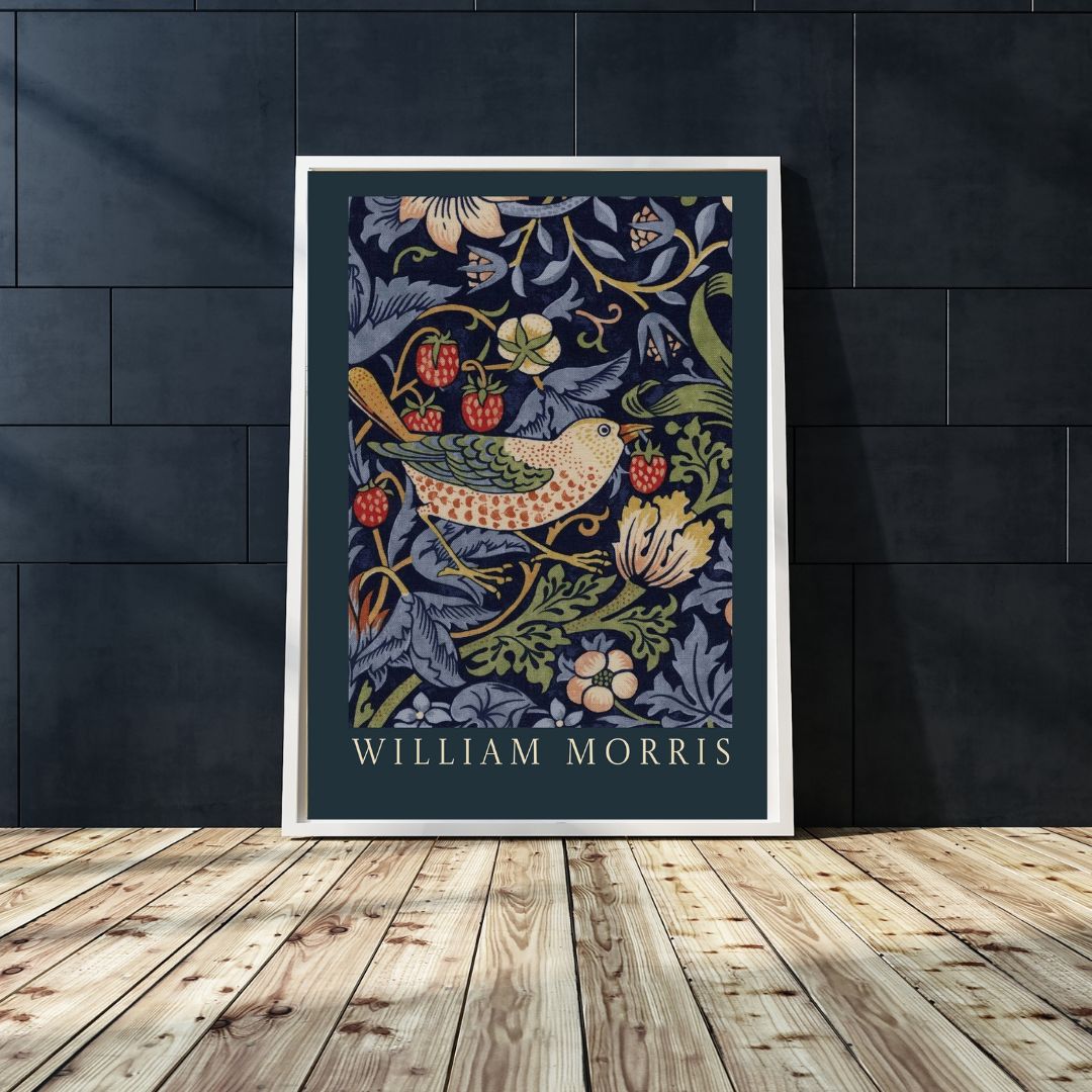 William Morris Navy Birds Art Print