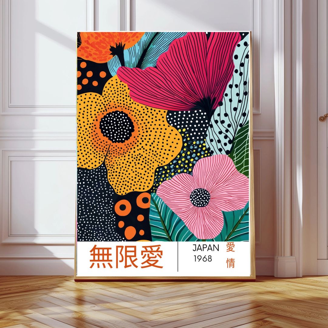 Japanese Flowers Bright Art Print - INSIDE HOUSE