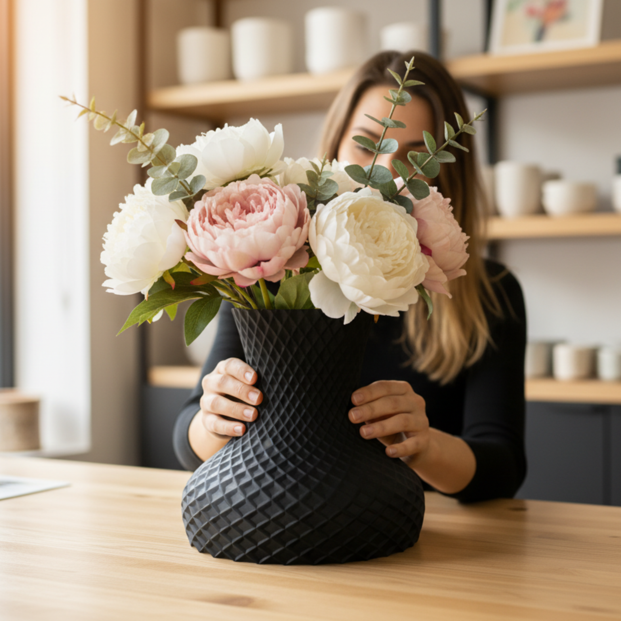 Double Hex Vase for Faux or Real Flowers / Planter - INSIDE HOUSE