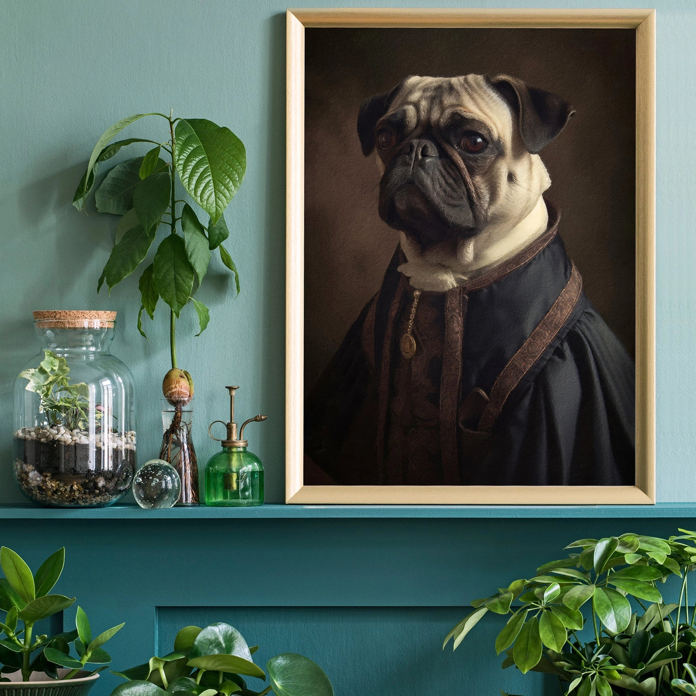 Pug Dog Portrait Print - INSIDE HOUSE