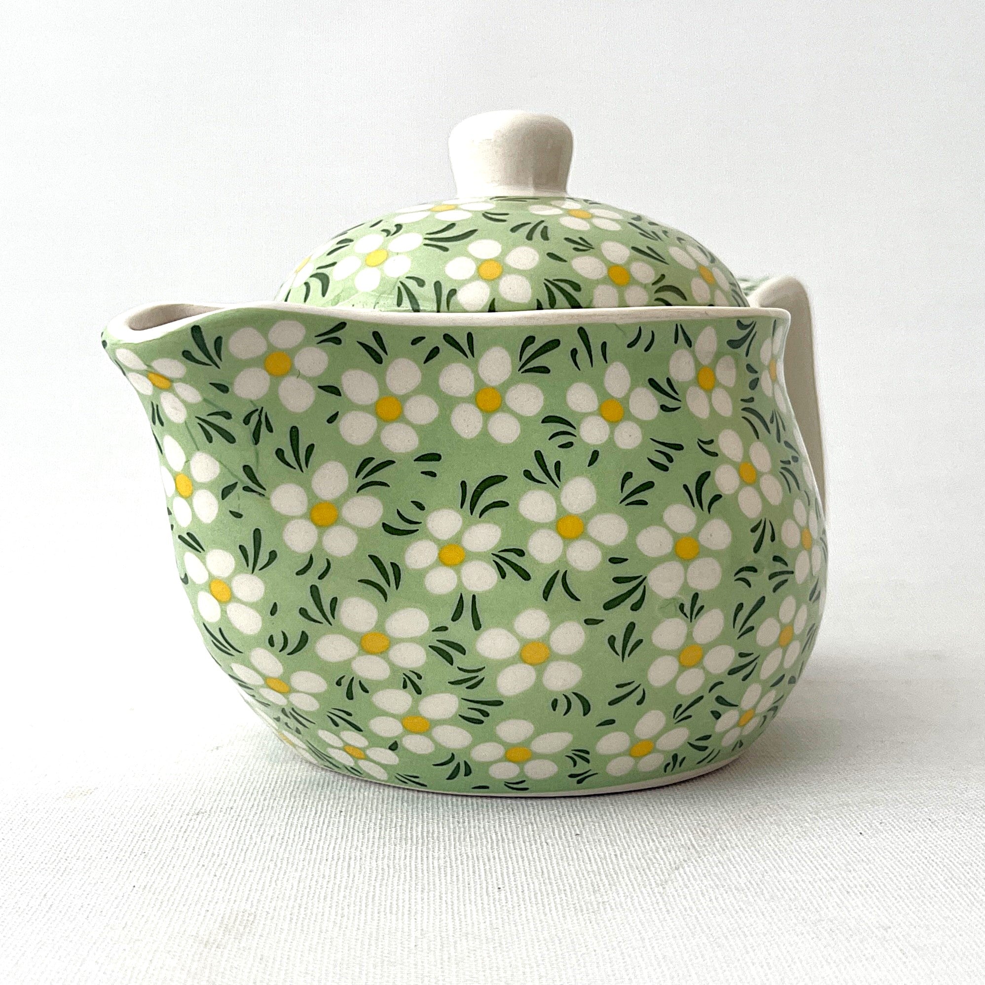 Small Herbal Teapot - Green Daisy