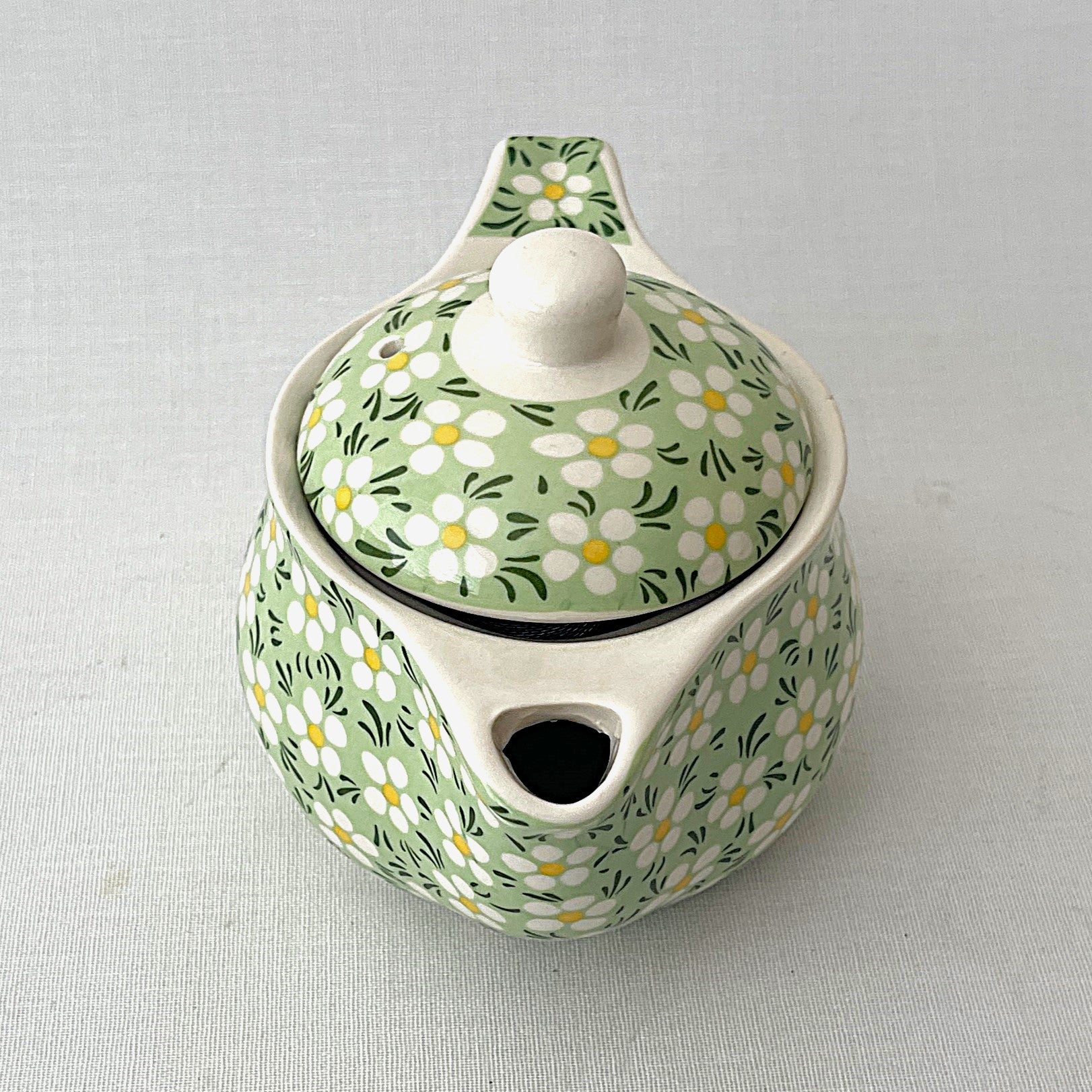 Small Herbal Teapot - Green Daisy