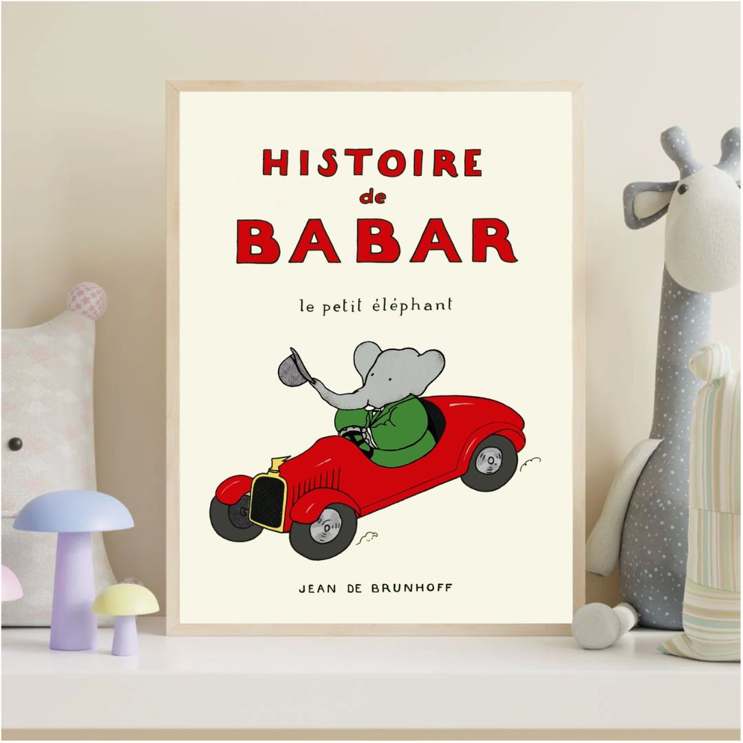 Babar the Elephant Car Nursery Art Print - INSIDE HOUSE