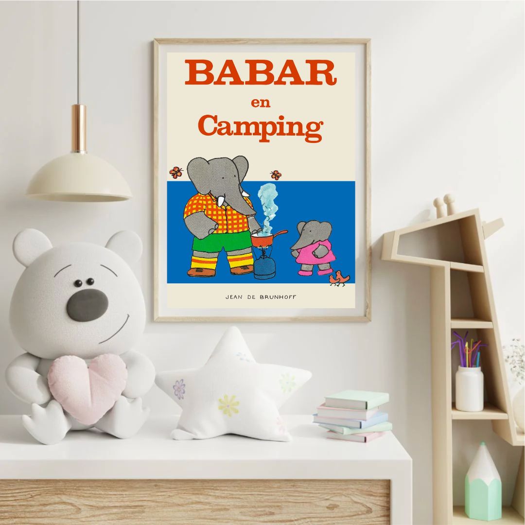 Babar Camping Nursery Art Print - INSIDE HOUSE