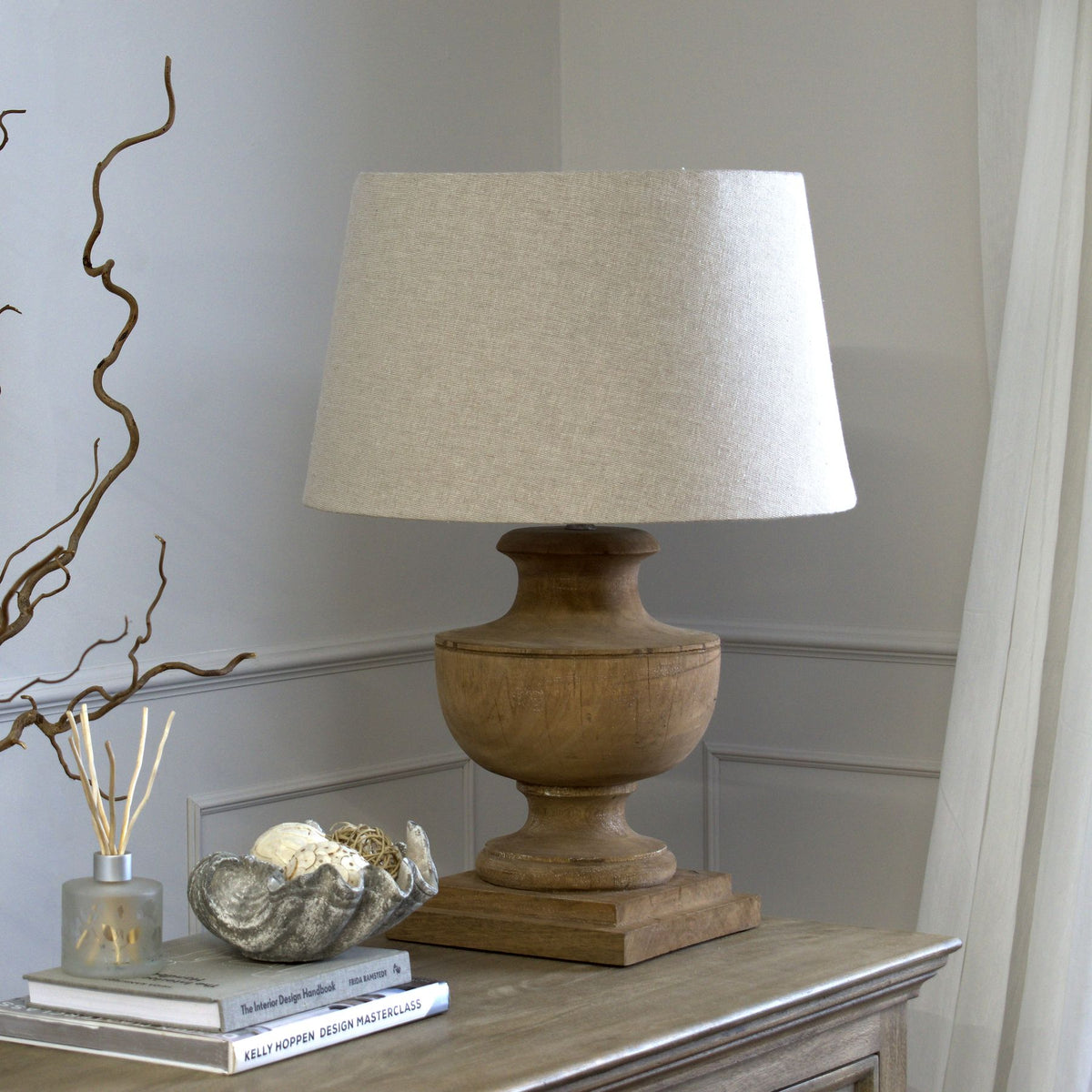 Delaney Natural Wash Urn Lamp With Linen Shade