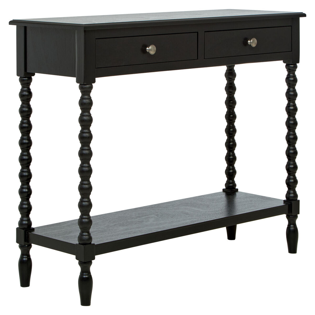 Loxley Vintage Black Bobble Console Table with 2 Drawers