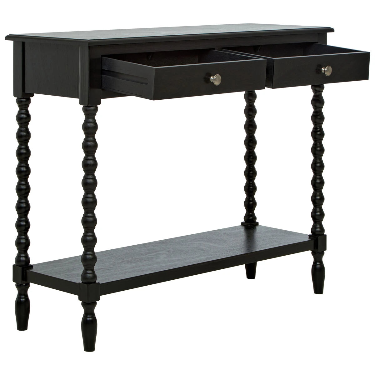 Loxley Vintage Black Bobble Console Table with 2 Drawers