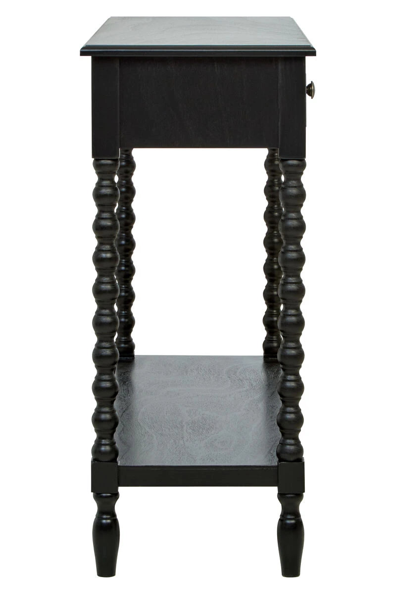 Loxley Vintage Black Bobble Console Table with 2 Drawers