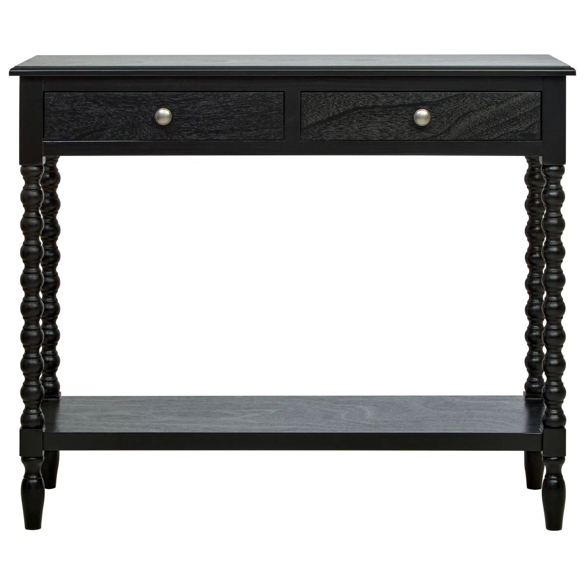 Loxley Vintage Black Bobble Console Table with 2 Drawers