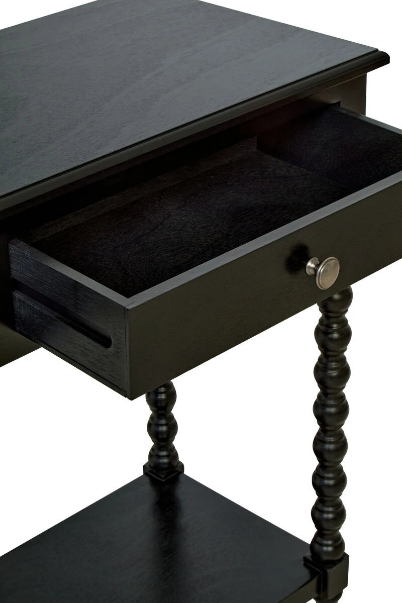Loxley Vintage Black Bobble Console Table with 2 Drawers