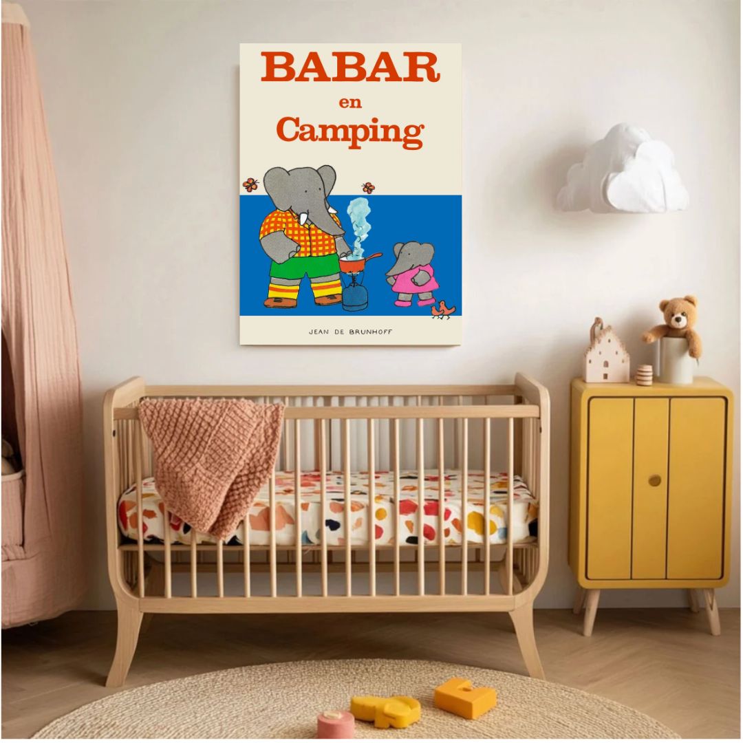 Babar Camping Nursery Art Print - INSIDE HOUSE