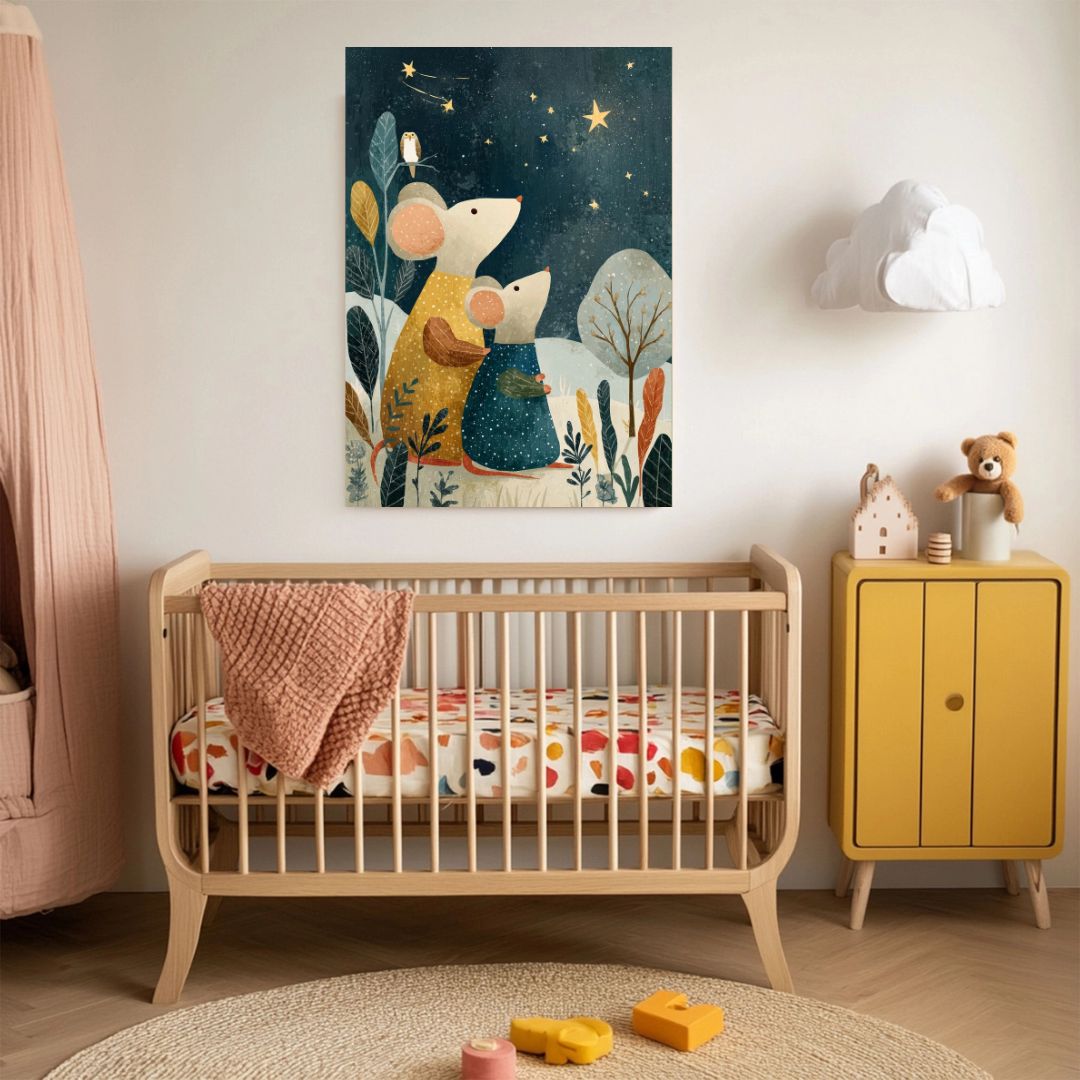 Night Sky Mouse Nursery Art Print - INSIDE HOUSE