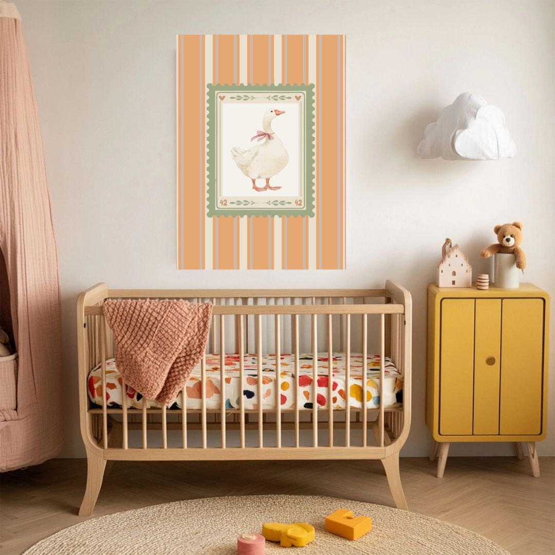 Vintage Farmhouse Goose Stripy Art Print - INSIDE HOUSE