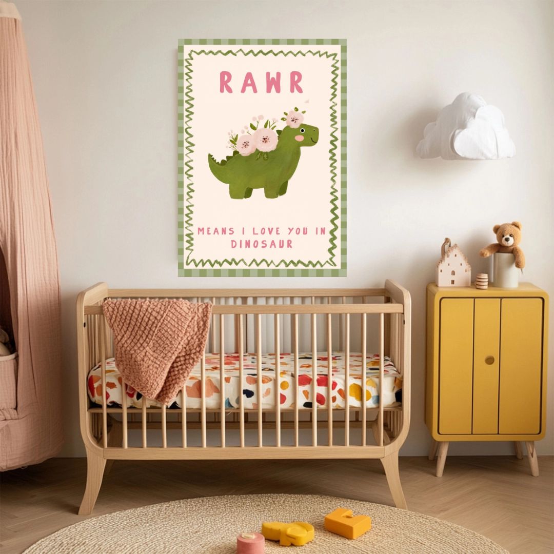 Dinosaur Rawr Typography Nursery Quote Art Print - INSIDE HOUSE