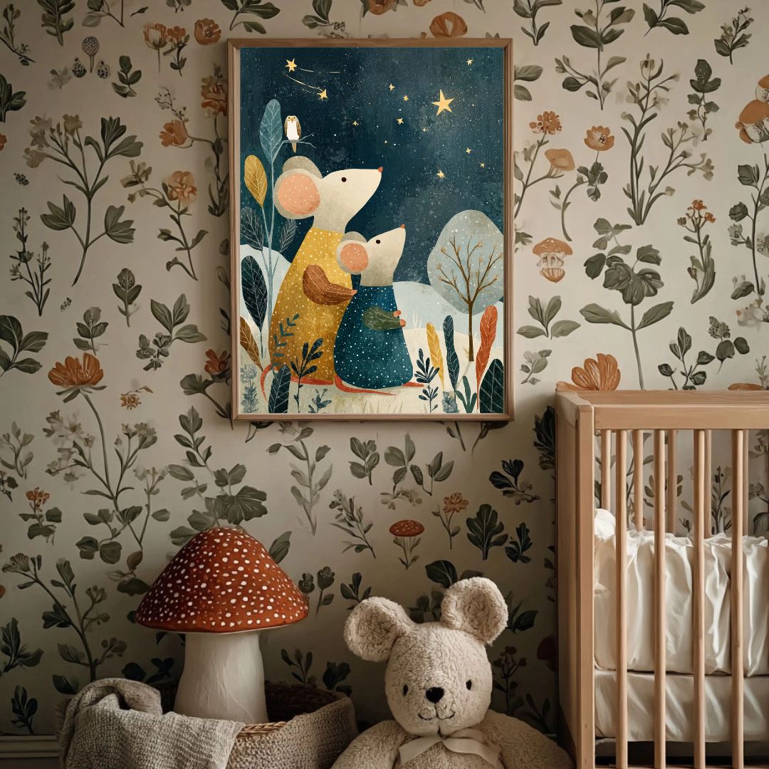 Night Sky Mouse Nursery Art Print - INSIDE HOUSE