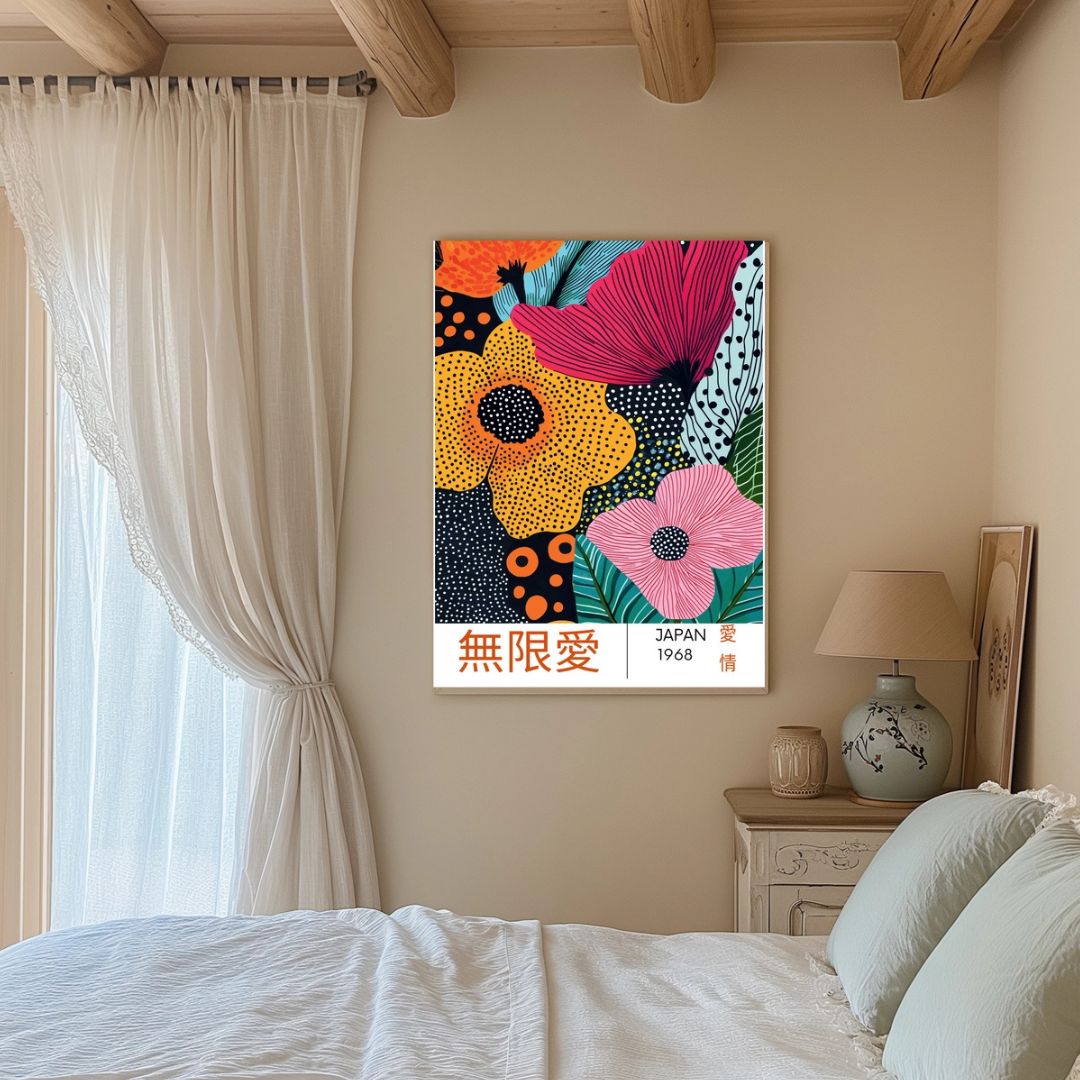 Japanese Flowers Bright Art Print - INSIDE HOUSE