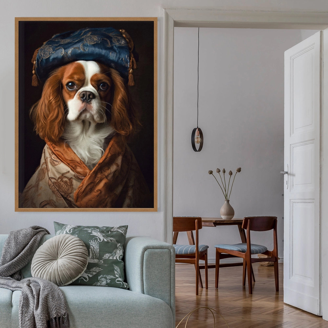 King Charles Spaniel Tan Dog Portrait Print - INSIDE HOUSE