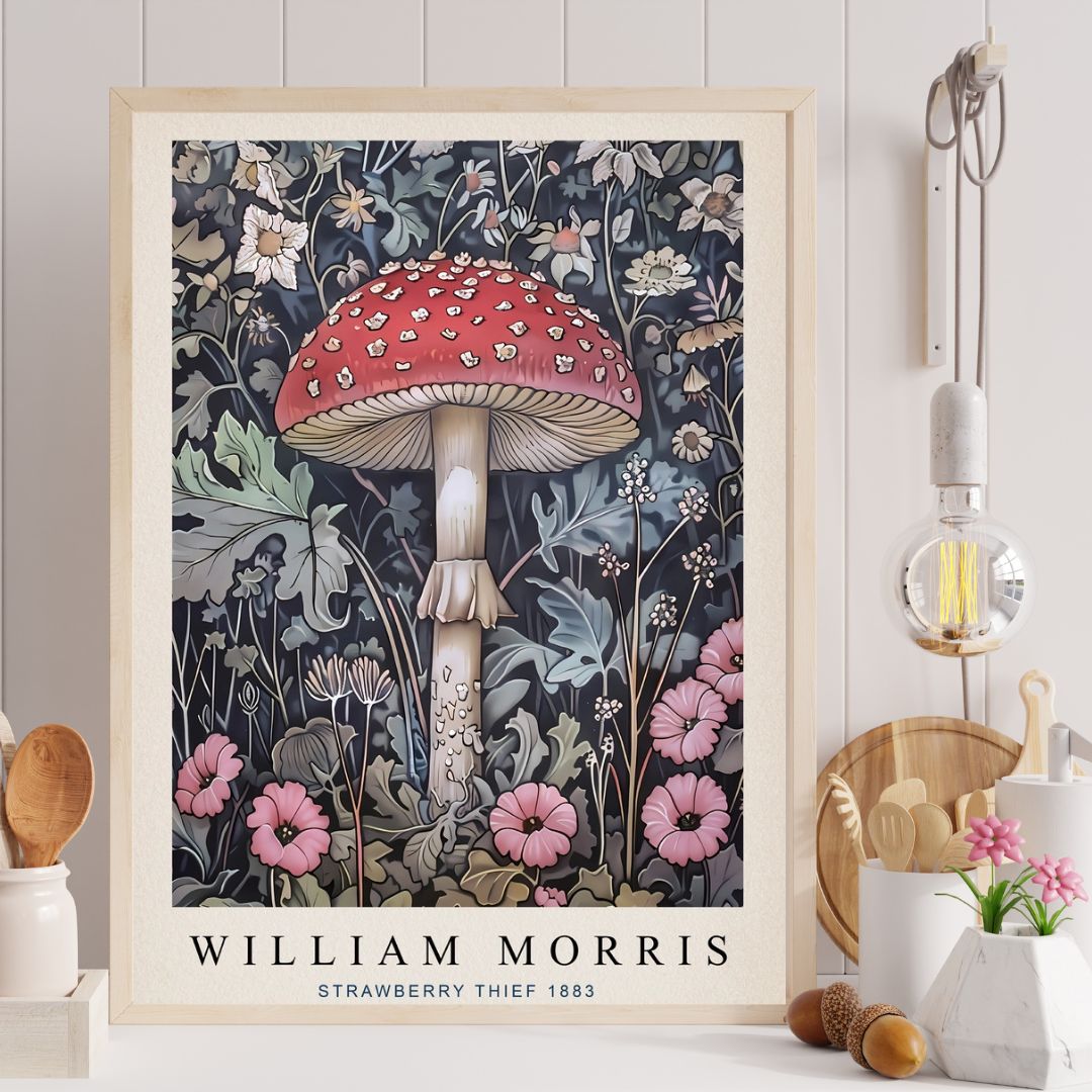 William Morris Inspired Mushroom Art Print - INSIDE HOUSE