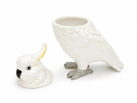 White Ceramic Parrot Storage Jar/Vase, Removable Head