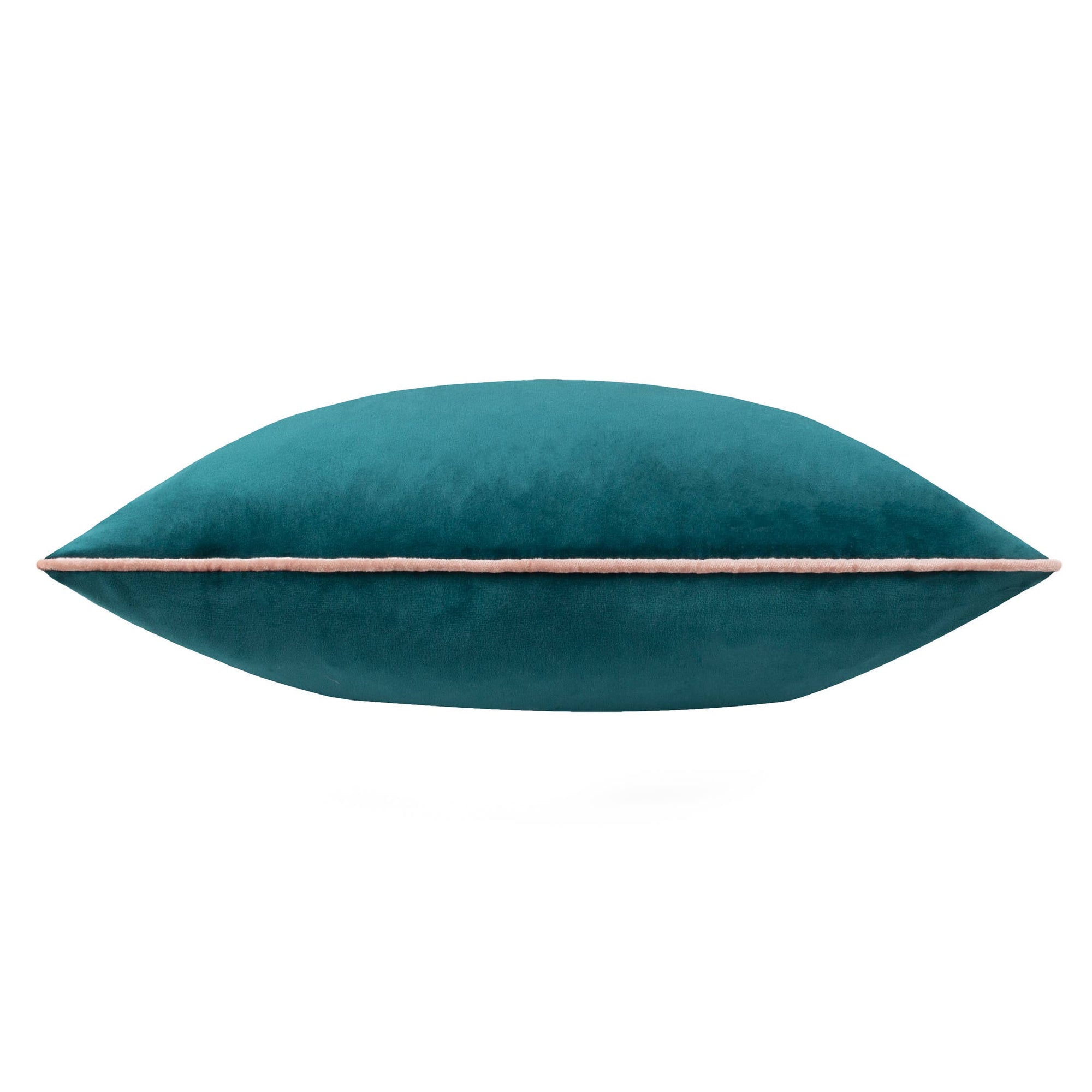 Meridian Velvet Cushion Teal/Blush: Teal/Blush / Feather Rich Filled / 55 x 55cm - INSIDE HOUSE