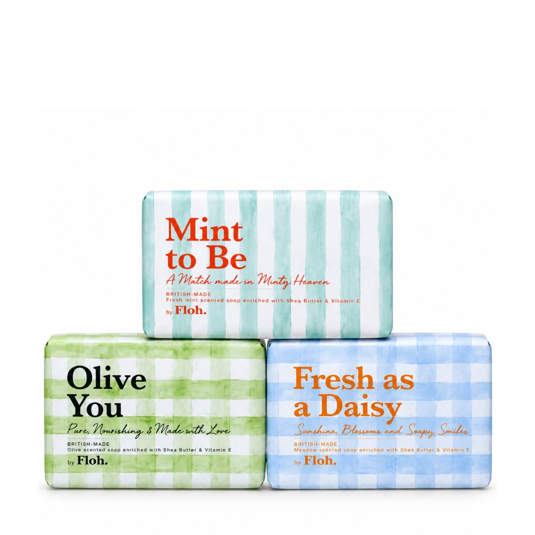 3 luxury soap bar bundle featuring Olive You, Mint to Be and Fresh as a Daisy