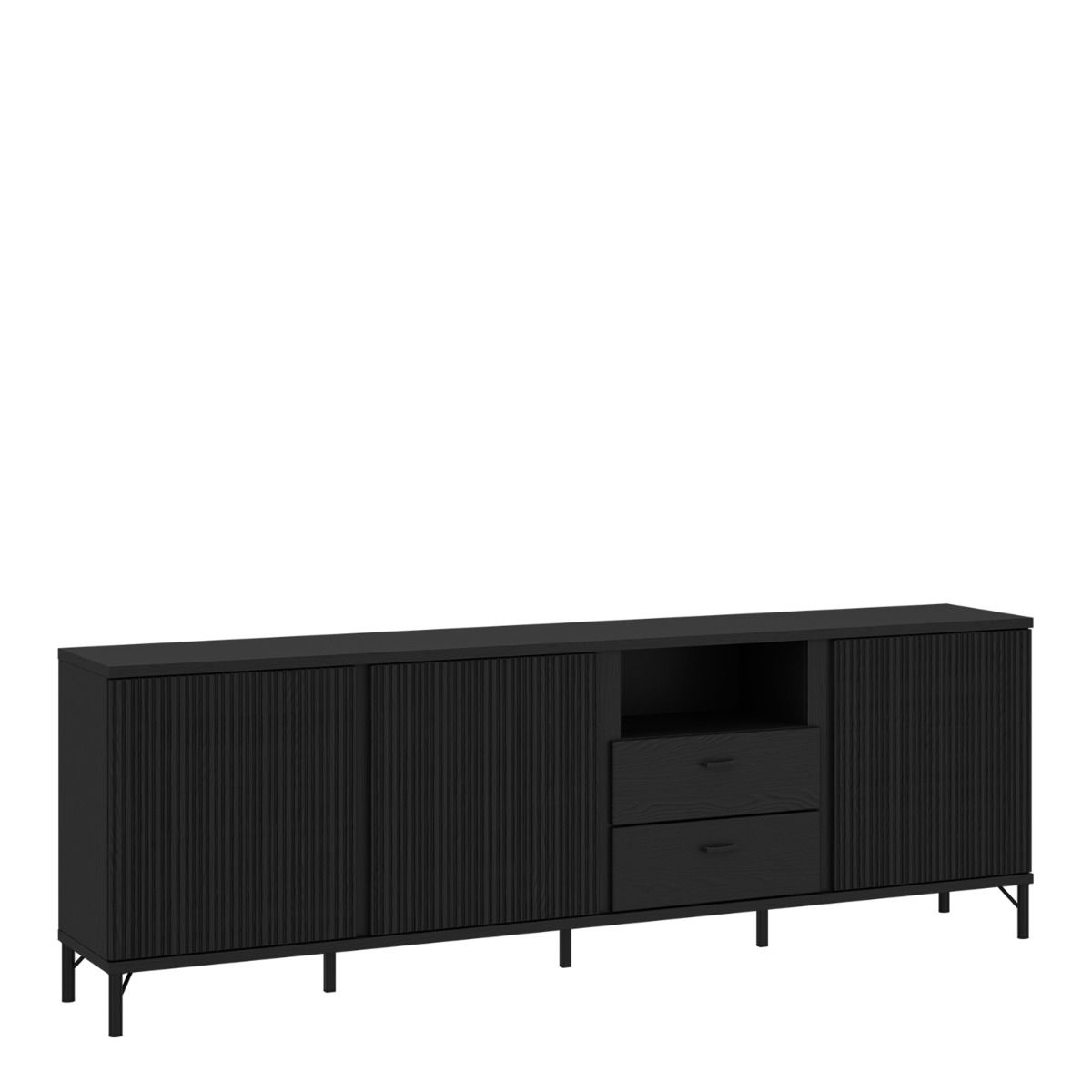 Lusaka TV Cabinet 3 Door 2 Drawer in Black Graphite - INSIDE HOUSE