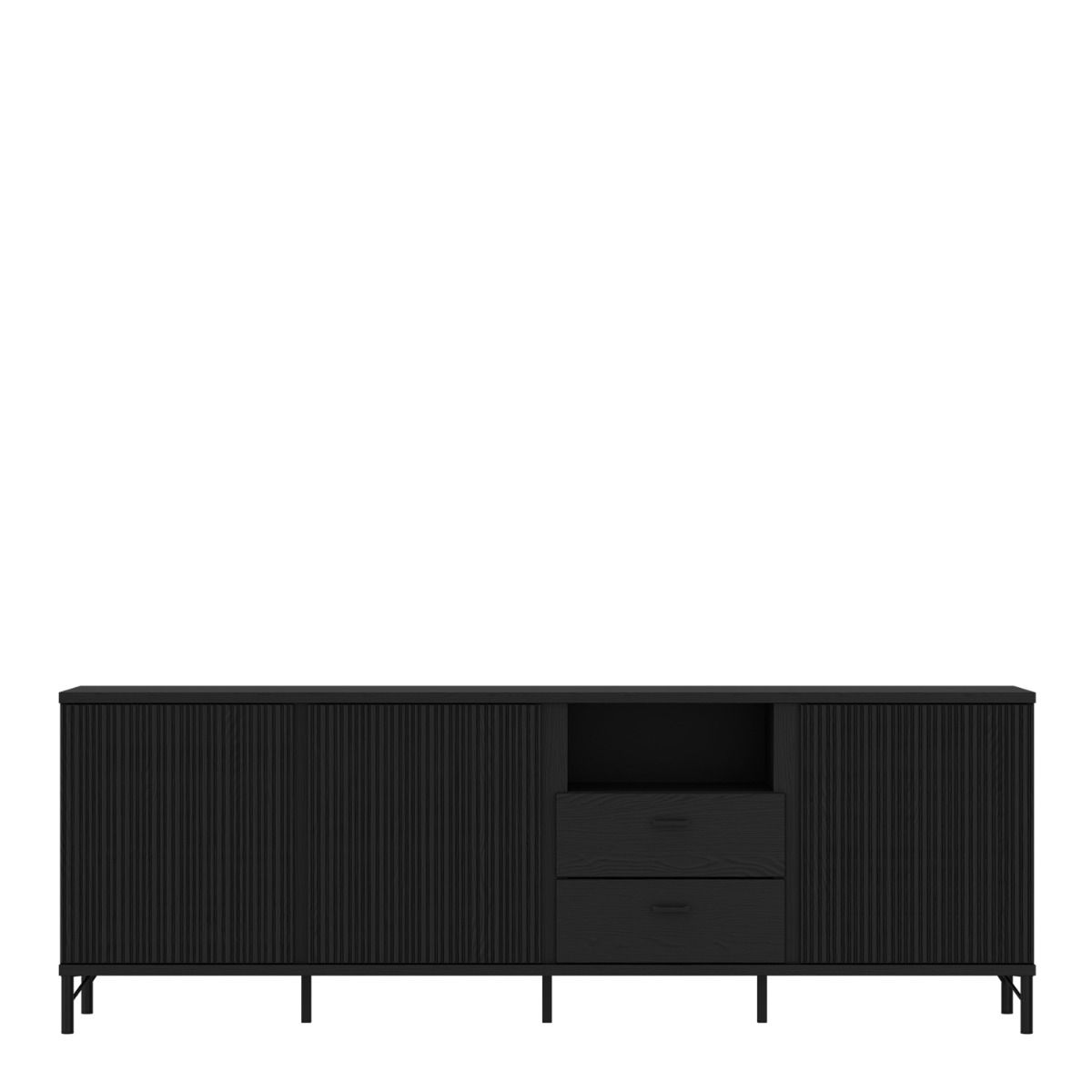 Lusaka TV Cabinet 3 Door 2 Drawer in Black Graphite - INSIDE HOUSE
