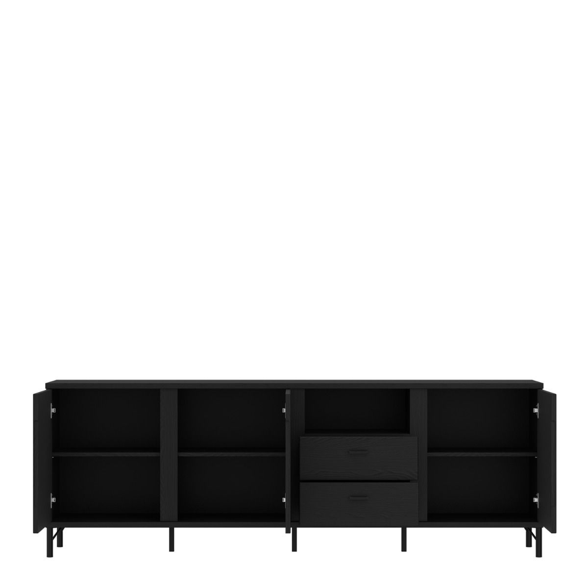 Lusaka TV Cabinet 3 Door 2 Drawer in Black Graphite - INSIDE HOUSE