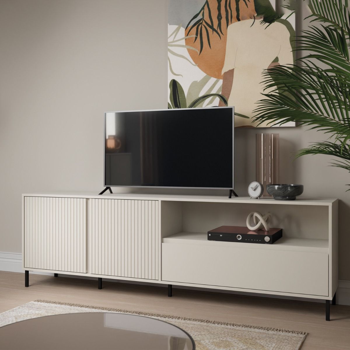 Avenale TV Cabinet 2 Doors 1 Drawer in Cashmere - INSIDE HOUSE