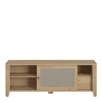 Cestino 1 Door 1 Drawer TV Unit in Jackson Hickory Oak and Rattan Effect