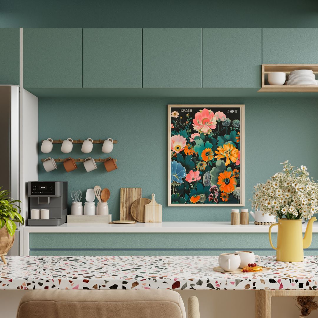 Japanese Black Flower Art Print - INSIDE HOUSE