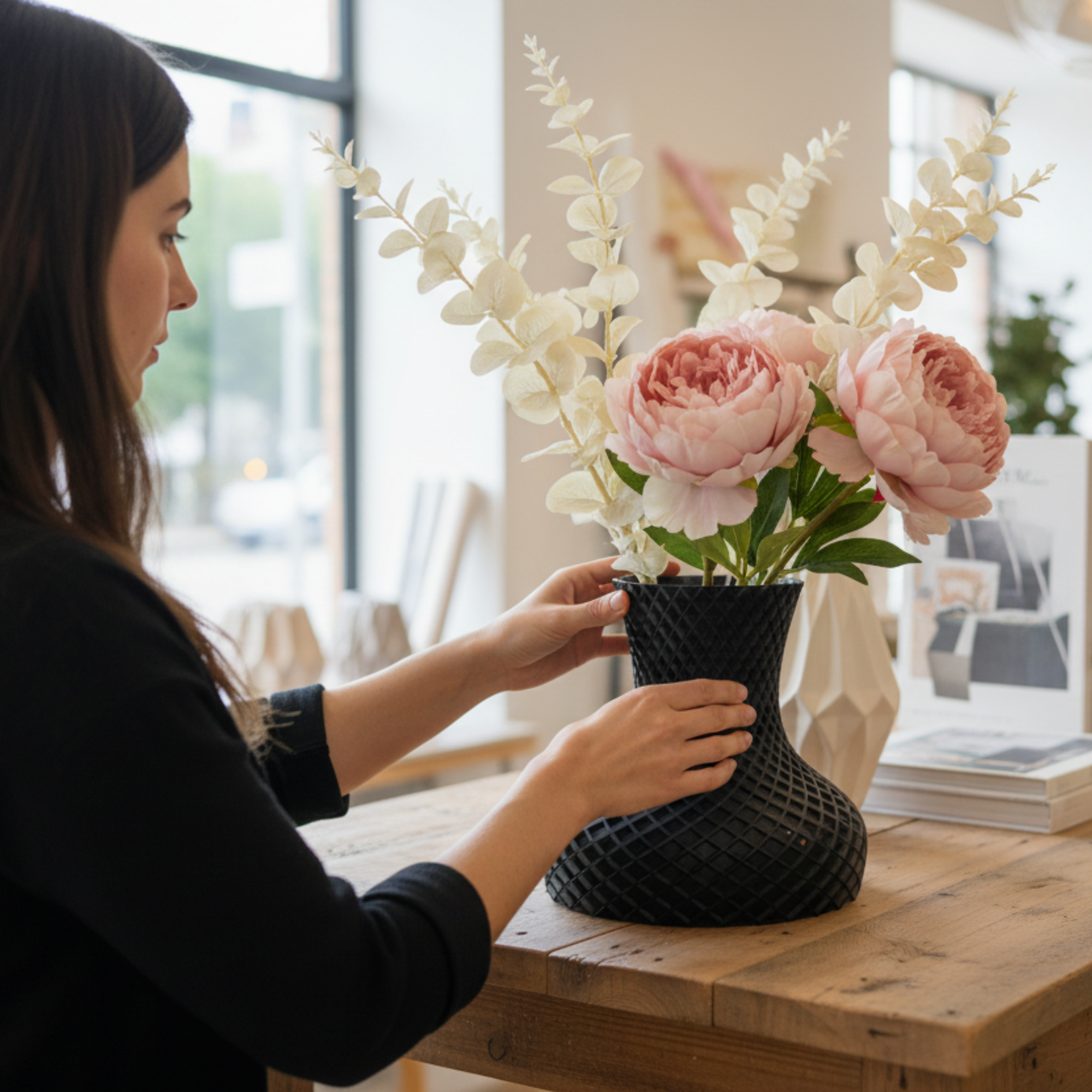 Double Hex Vase for Faux or Real Flowers / Planter - INSIDE HOUSE
