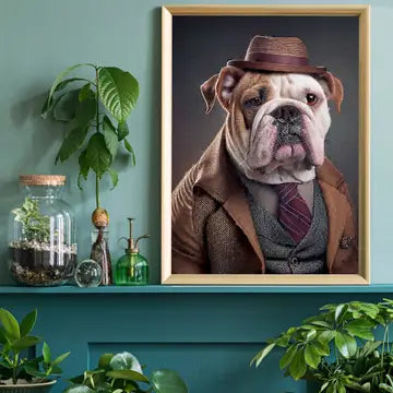 English Bulldog Animal Head Print - INSIDE HOUSE