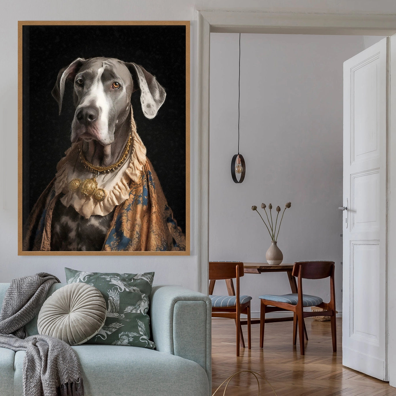 Great Dane Dog Portrait Print - INSIDE HOUSE